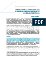 OSZLAK Oscar. Reflexiones sobre la formación del Estado y la construcción de la sociedad argentina