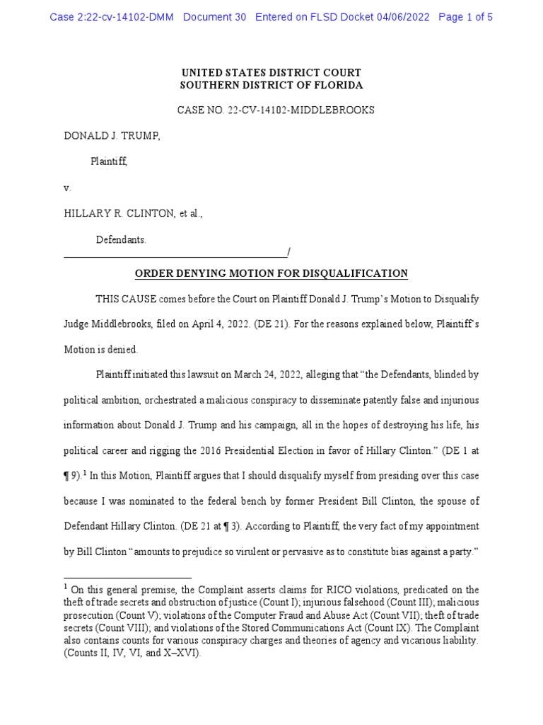 Middlebrooks Trump | PDF | Judicial Disqualification | Lawsuit