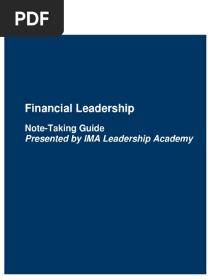 financial leadership - webinar notes