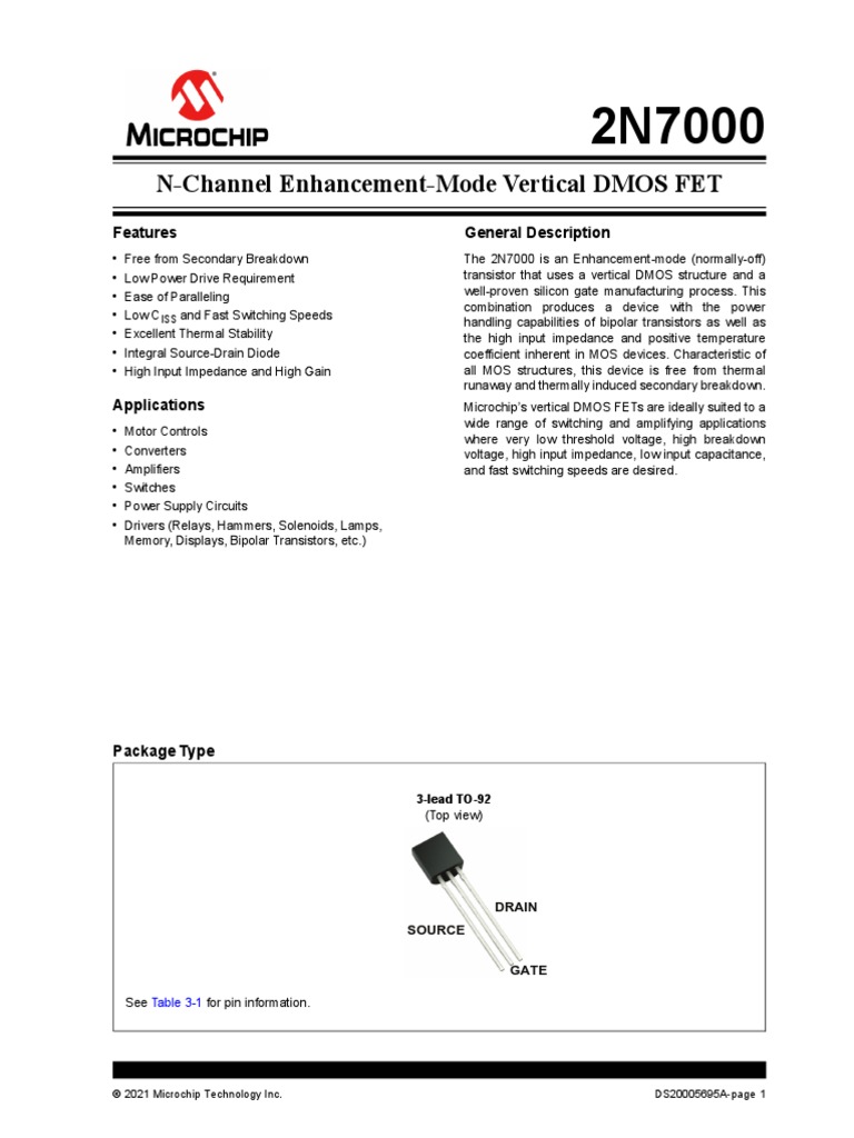 2N7000 N Channel Enhancement Mode Vertical DMOS FET Data Sheet ...