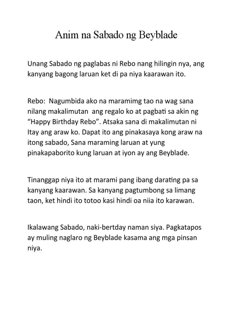 Anim Na Sabado NG Beyblade | PDF