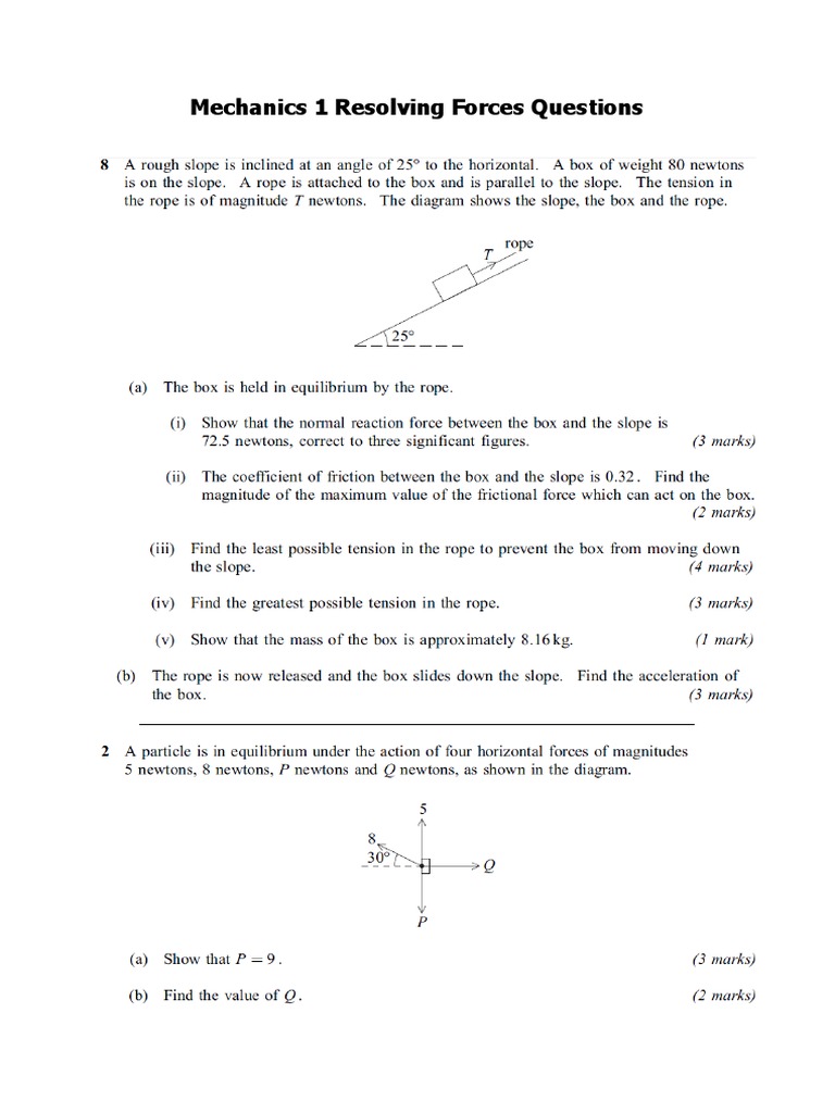 Resolving Forces Questions for Practice | PDF