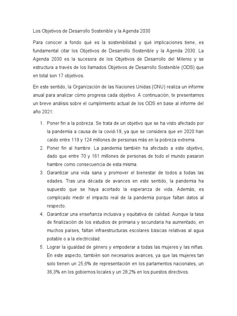 Los Objetivos de Desarrollo Sostenible y La Agenda 2030 | Descargar ...