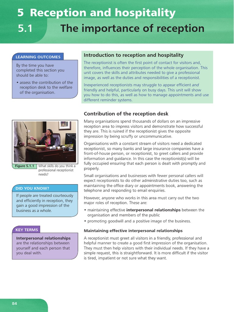 5 Reception and Hospitality The Importance of Reception PDF