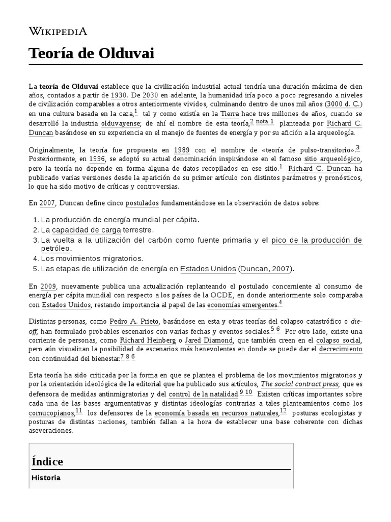 Teoría de Olduvai PDF Naturaleza