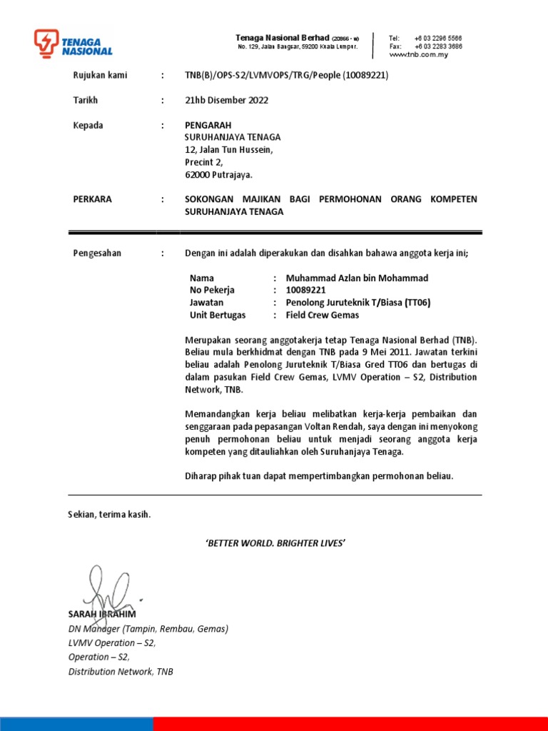 Surat Sokongan Majikan Pdf