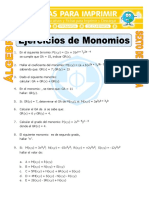 Ejercicios de Monomios para Sexto de Primaria