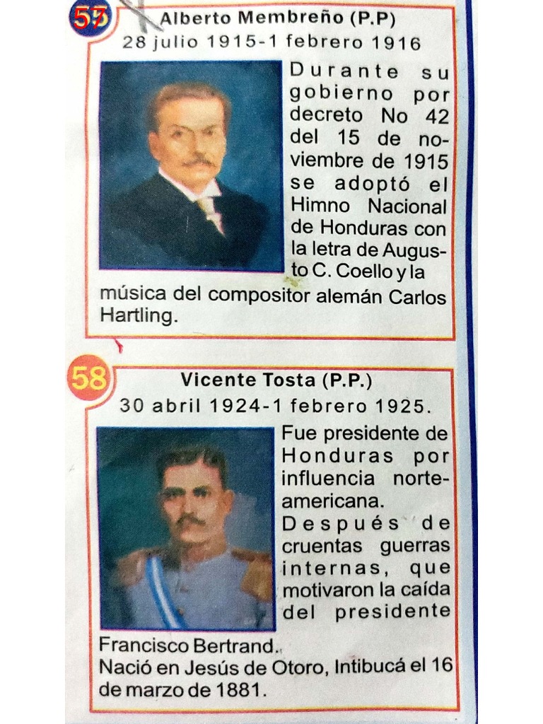 Presidentes de Honduras Desde 1915 Hasta 2022 PDF