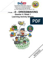 Tle 10 - Dressmaking: Quarter 4: Week 7 Learning Activity Sheets