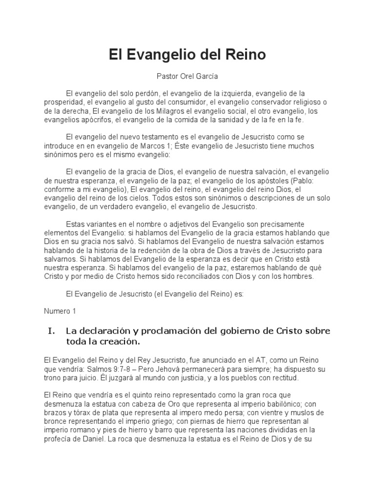El Evangelio del Reino de Dios | PDF | Cristo (título) | Evangelios