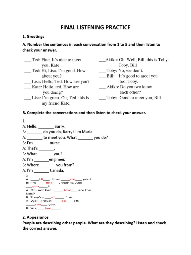 FINAL LISTENING PRACTICE - Quy | PDF