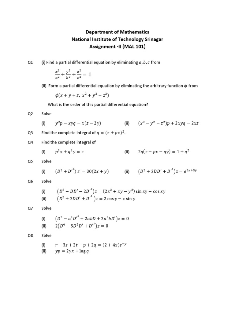 2nd Semester Assignment II | PDF