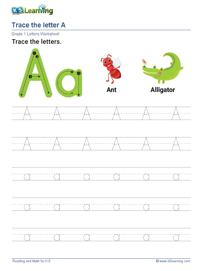 Grade 1 Trace Letter A PDF
