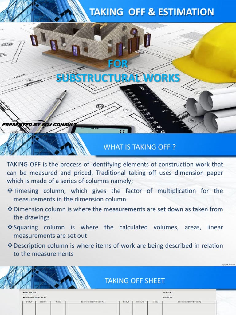 Taking Off & Estimation | PDF | Concrete | Foundation (Engineering)