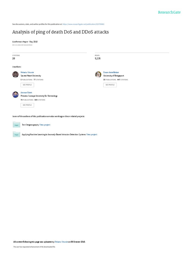 Analysisof pingof death do sand ddo sattacks pdf denial of service