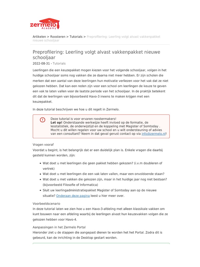 Preprofilering Leerling Volgt Alvast Vakkenpakket Nieuwe Schooljaar | PDF