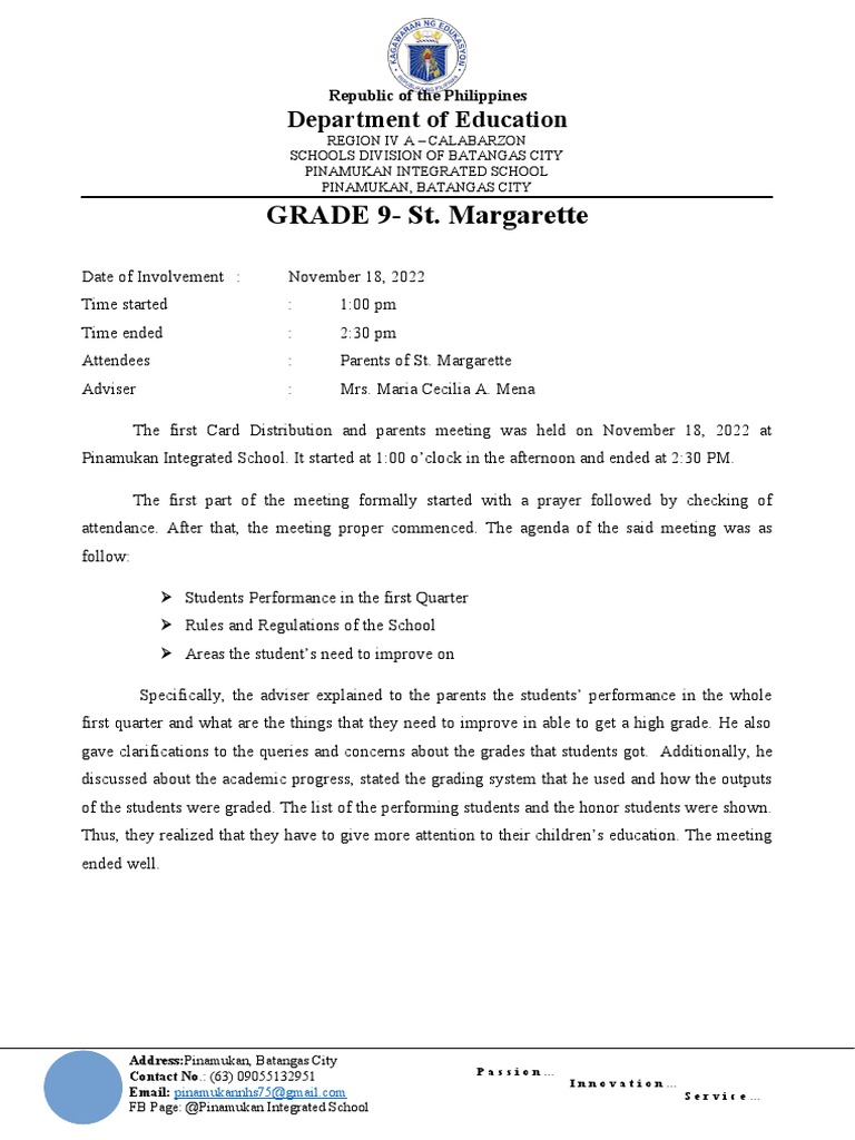 Narrative Report First Quarter PDF