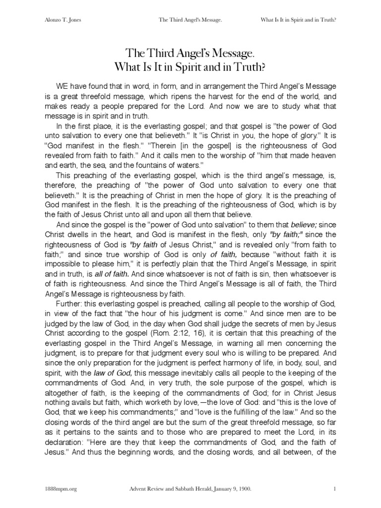 Understanding the Third Angel's Message | PDF | Jesus | Justification ...