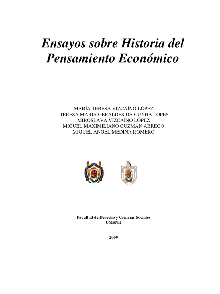 Resultado de imagen para ENSAYOS SOBRE HISTORIA DEL PENSAMIENTO ECONÓMICO MARÍA TERESA VIZCAÍNO LÓPEZ