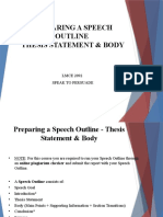Preparing A Speech Outline - Thesis Statement Body