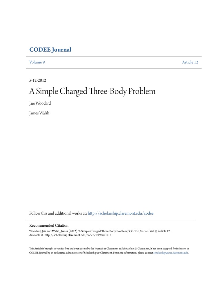 A Simple Charged ThreeBody Problem PDF