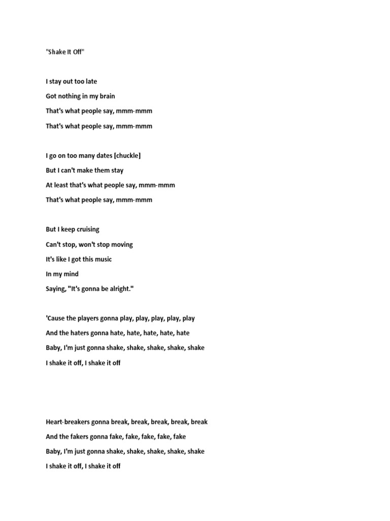 Shake It Off | PDF | Songs Written