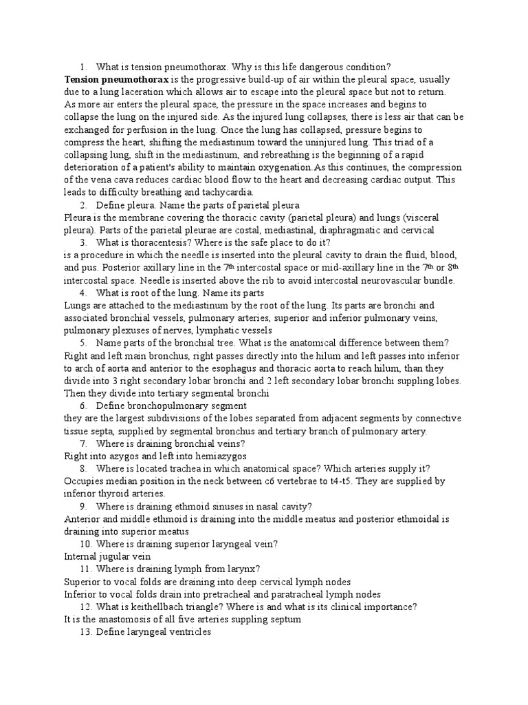 Human Anatomy Questions PDF Larynx Lung