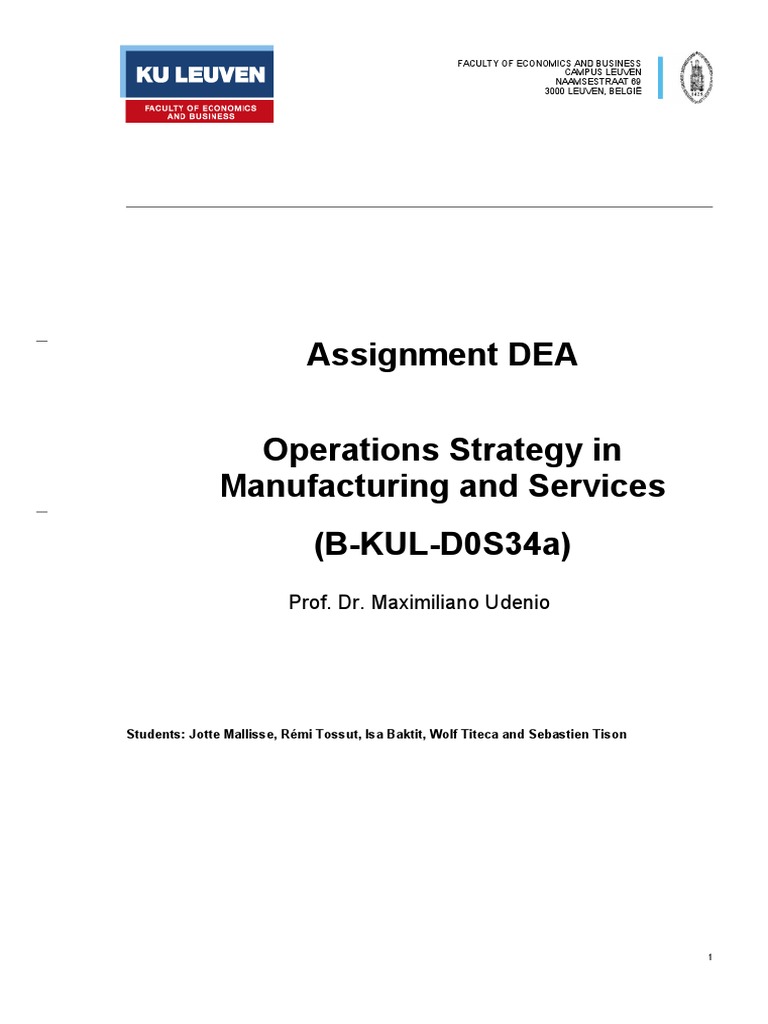 DEA Operations Strategy Analysis | PDF | Teaching Methods & Materials