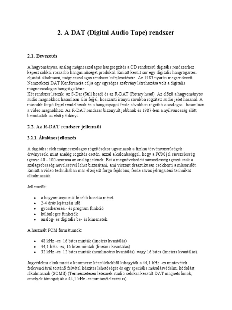 02 - DAT Rendszer | PDF