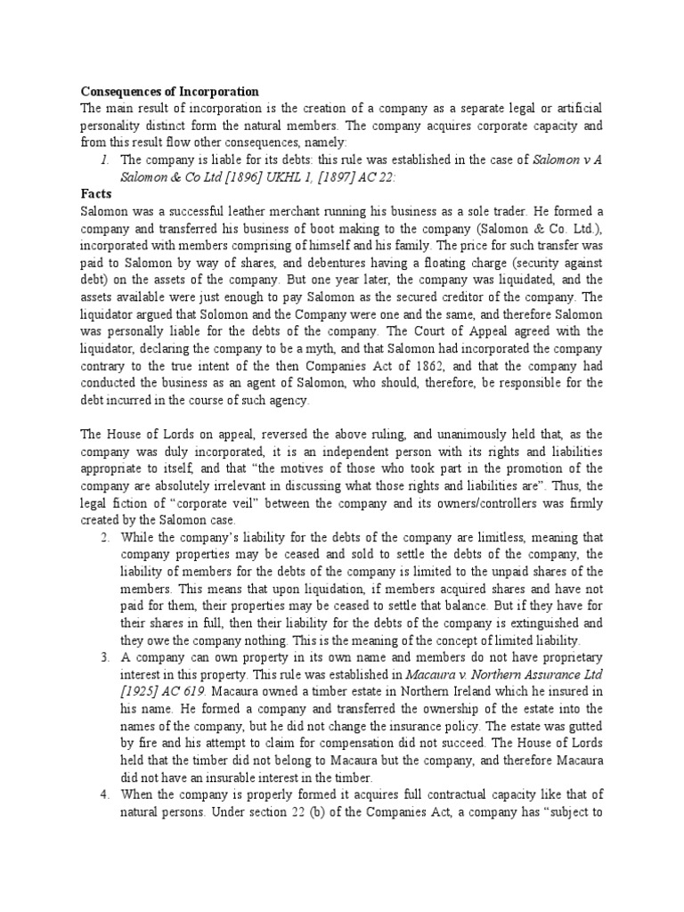 Lifting The Corporate Veil PDF Piercing The Corporate Veil Insolvency