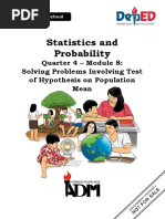 Stat and Prob - Q4 - Mod8 - Solving Problems Involving Test of Hypothesis On Population Mean