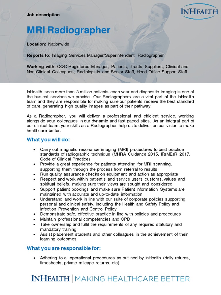 InHealth Job Description MRI Radiographer PDF