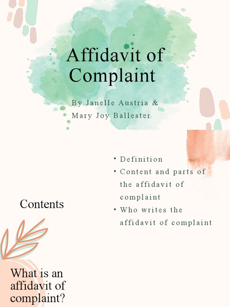 Affidavit of Complaint PDF