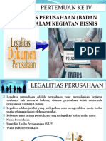 Pertemuan Ke 4 LEGALITAS PERUSAHAAN (BADAN USAHA) DALAM KEGIATAN BISNIS