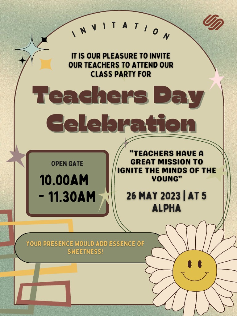 Teachers Day Invitation Card PDF