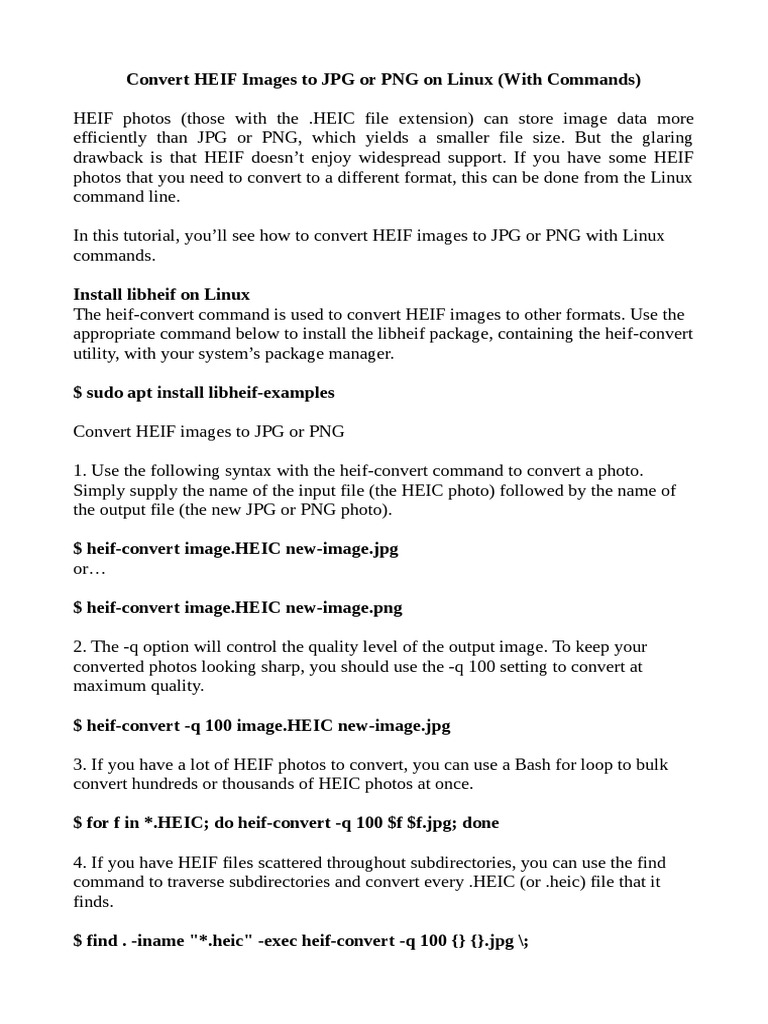 Convert HEIC Images To JPG Using Linux PDF