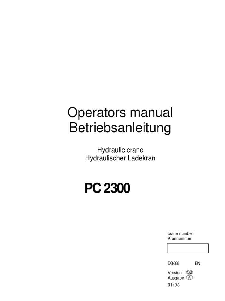 Other Vehicles Palfinger-Crane-PC2300 Operation Manual | PDF