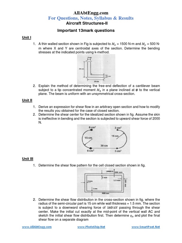 Aircraft Structures II Notes Summary | PDF | Bending | Materials