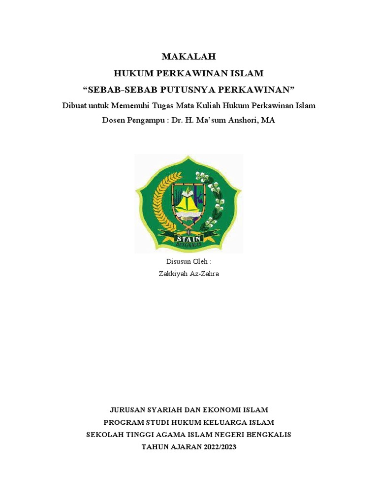 Sebab-Sebab Putusnya Perkawinan Islam | PDF