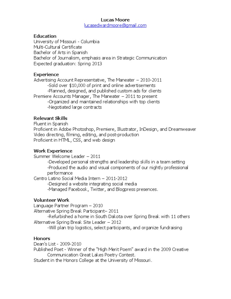 Lucas Moore's Resume and Skills Overview | PDF