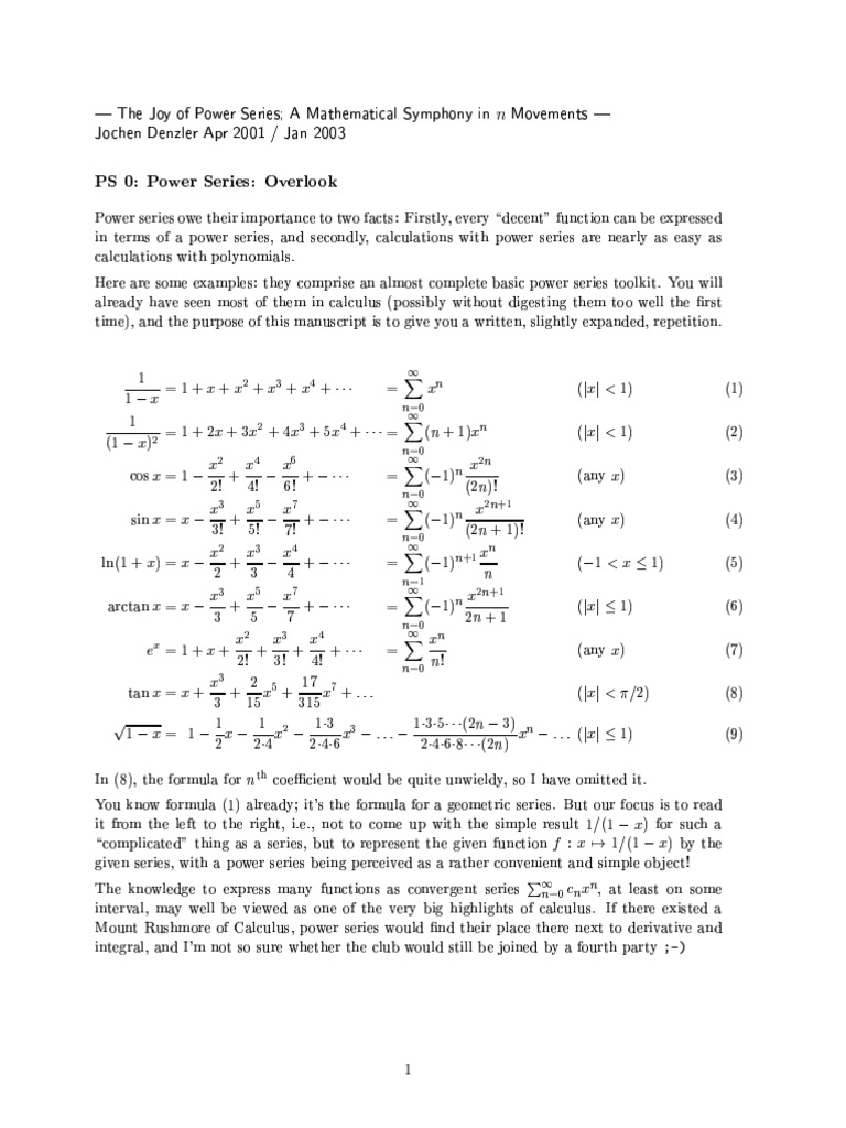 Power Series | PDF