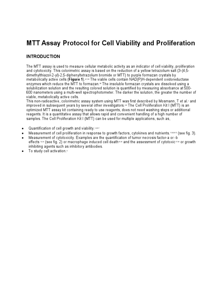 MTT Assay Protocol For Cell Viability and Proliferation PDF Biology Biochemistry