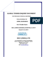 Global Tender Enquiry Document: Aiims, Raebareli On E-Tender Basis