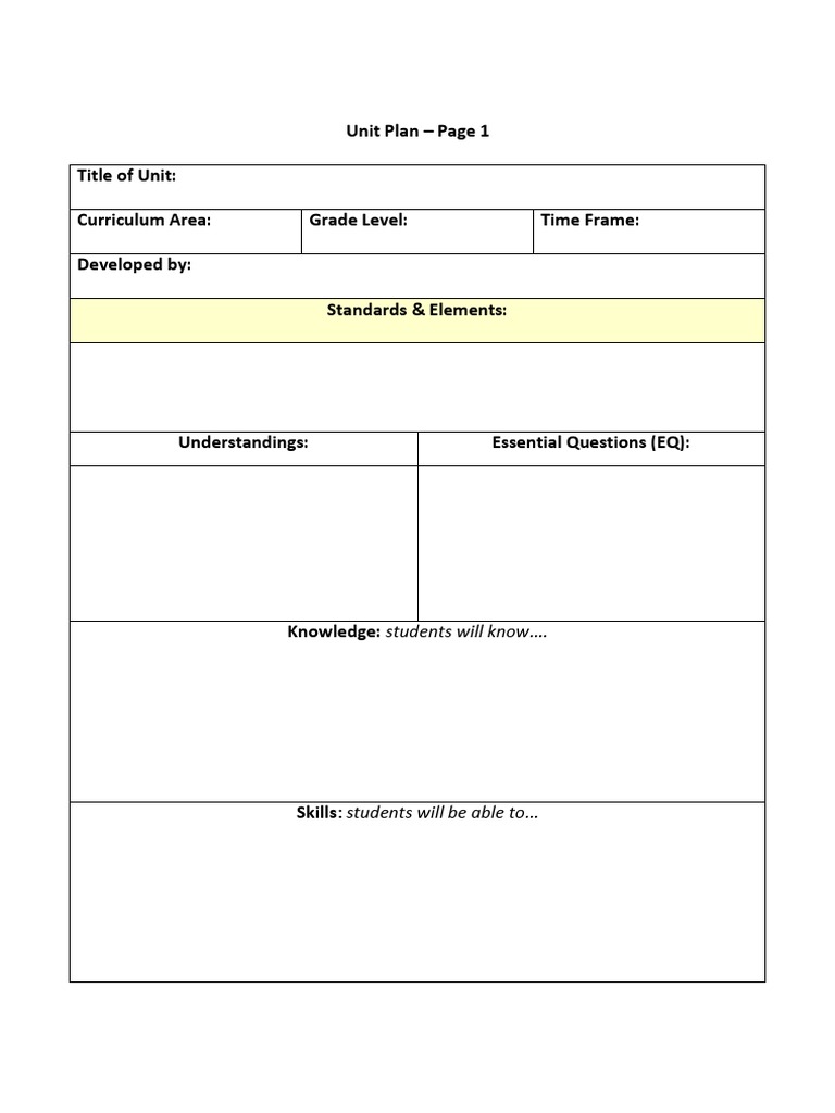 Comprehensive Unit Plan Template | PDF | Computers