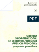 Cambio Organizacional en La Administración Pública Regional Propuesta para Puno (Gestión Pública 14)