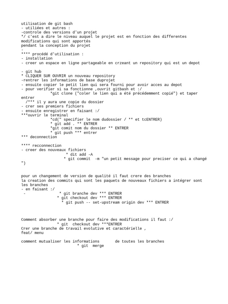 Cours sur git bash pdf