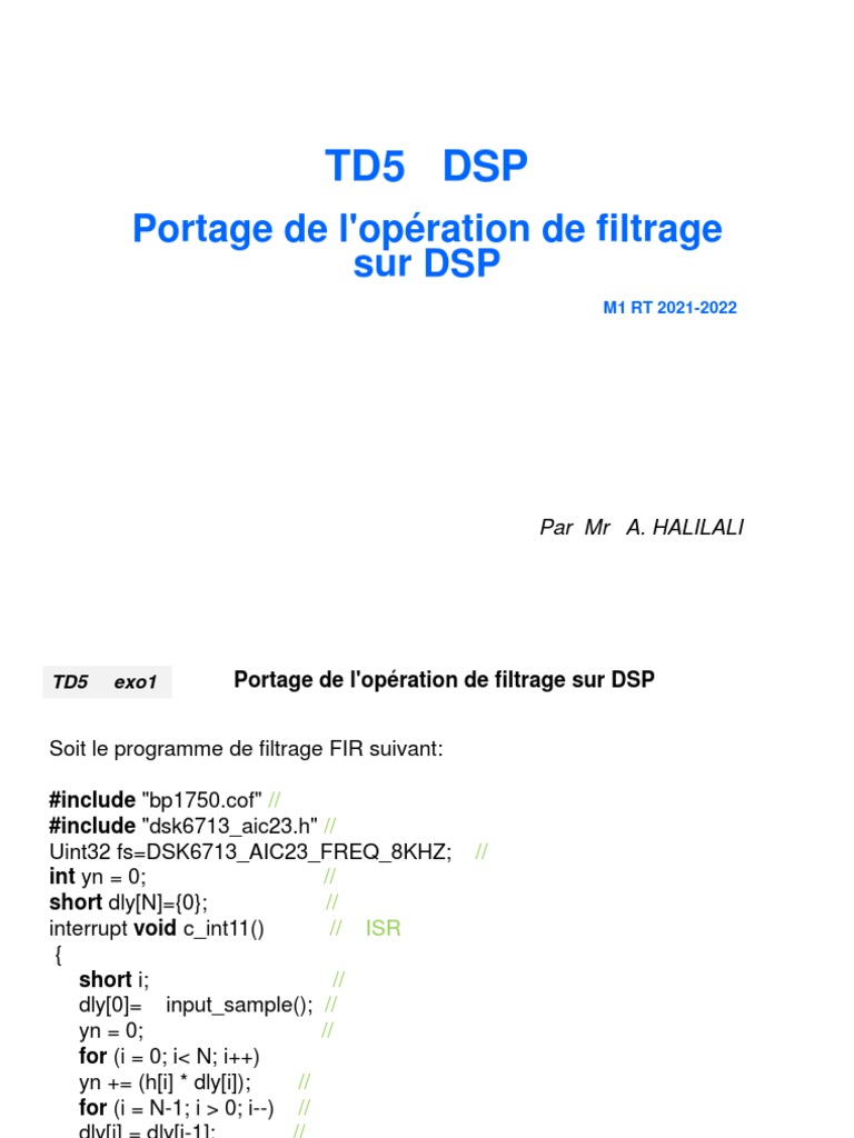 TD5 DSPe | PDF | Technologie numérique | Programmation informatique