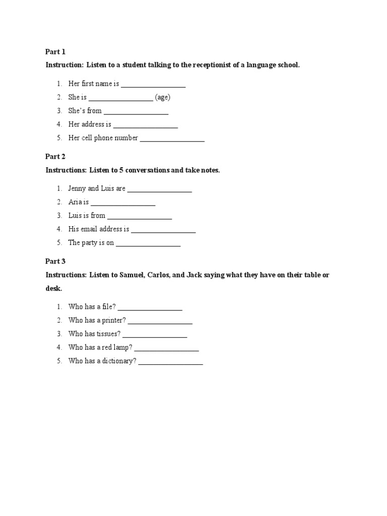 Listening Exercises for Language Students | PDF