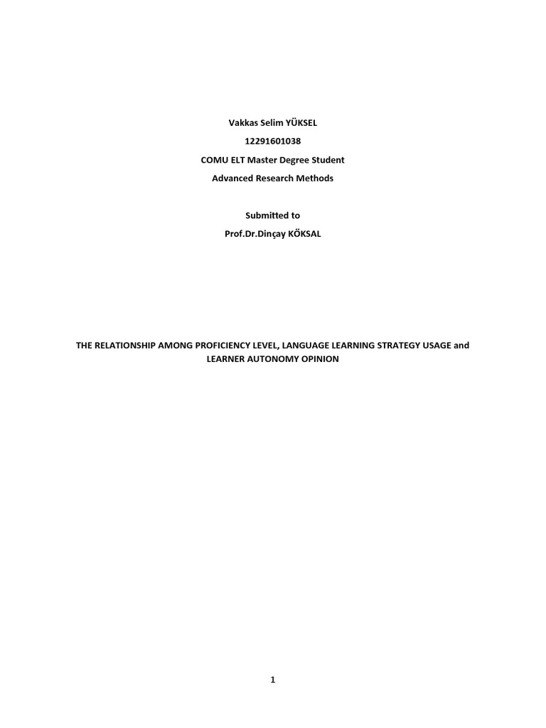 The relationship among proficiency level language learning strategy