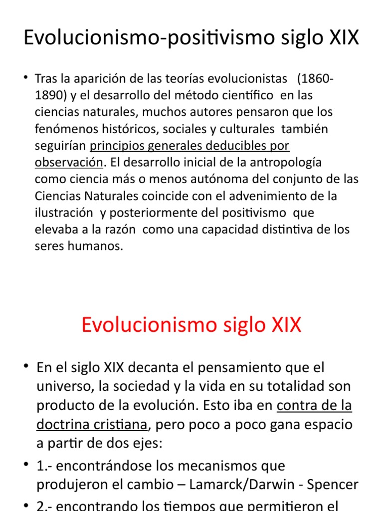 EvolucionismoPositivismo Siglo XIX PDF